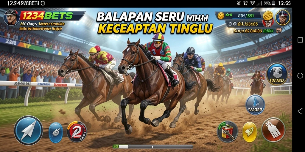 Screenshot gameplay 1234BETS menunjukkan aksi balapan yang mendebarkan.