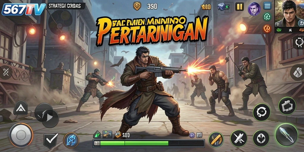 Tampilan gameplay mendebarkan dari 567TV dalam pertempuran strategis.
