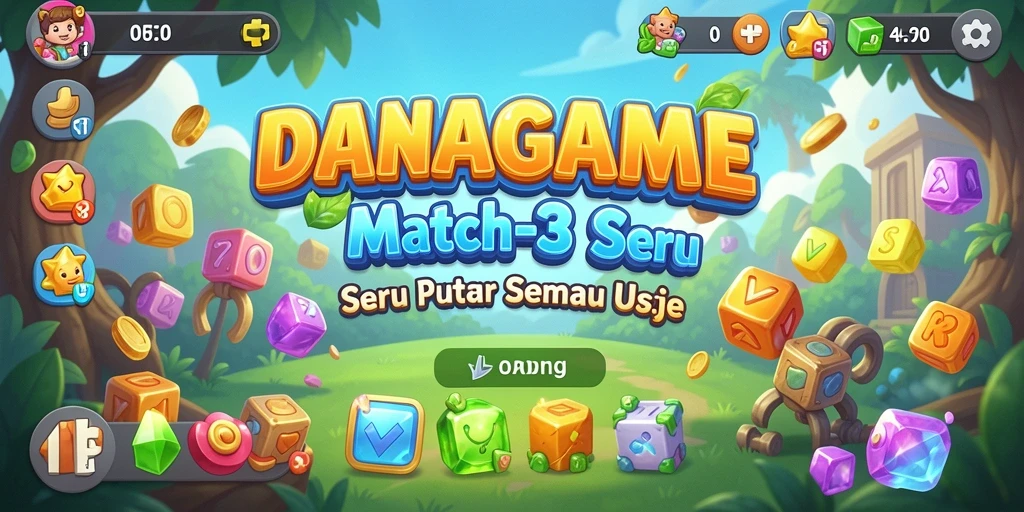 Screenshot gameplay DANAGAME menampilkan saat menyenangkan bermain Match-3.