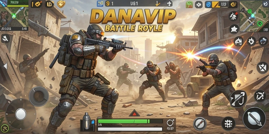 Tampilan menegangkan dari gameplay Battle Royale di DANAVIP.