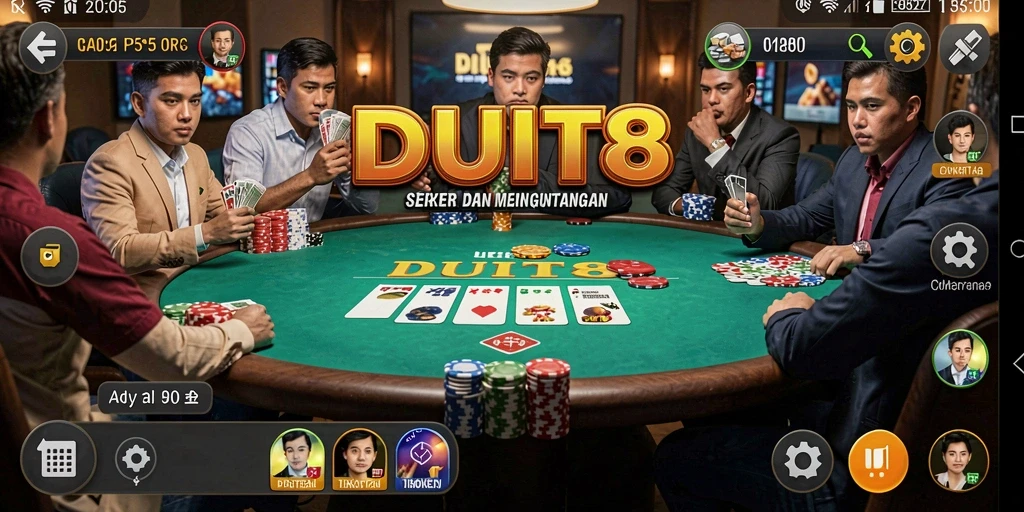 Tampilan gameplay seru di <strong>DUIT8</strong> saat bermain poker.