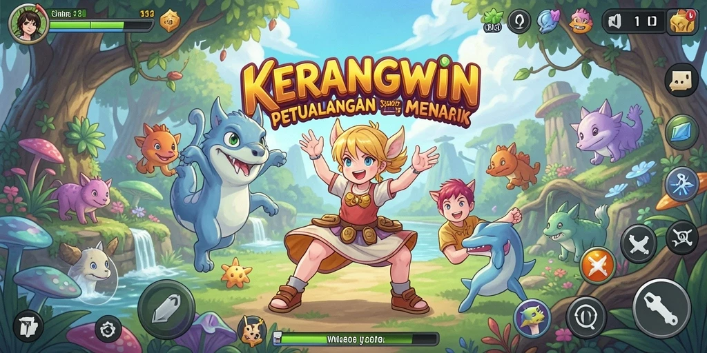 Tampilan gameplay KERANGWIN yang penuh aksi dan karakter Anime.