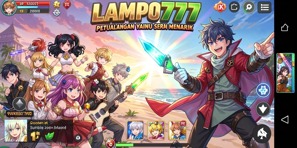 Screenshot gameplay LAMPU777 menampilkan aksi petualangan Anime yang mendebarkan.