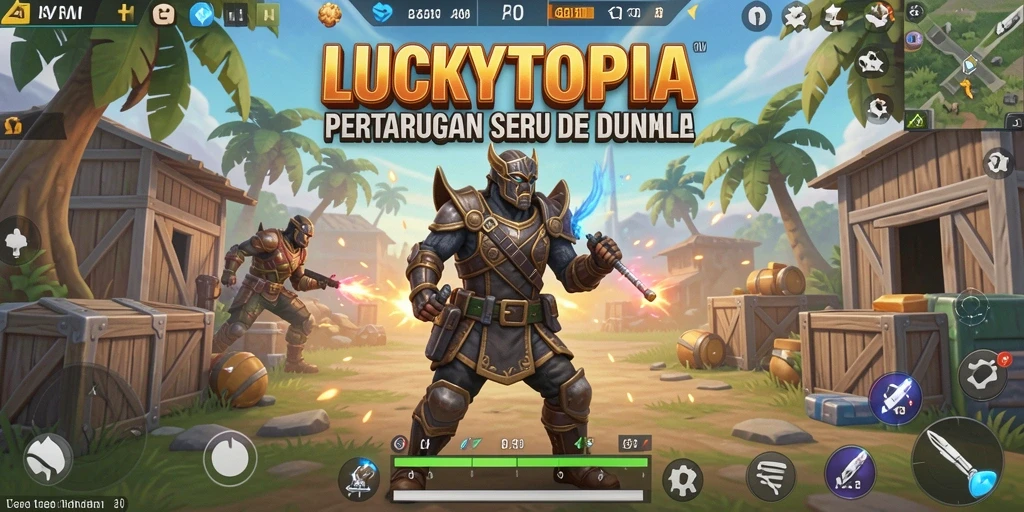 Gameplay seru LUCKYTOPIA yang penuh aksi Battle Royale.
