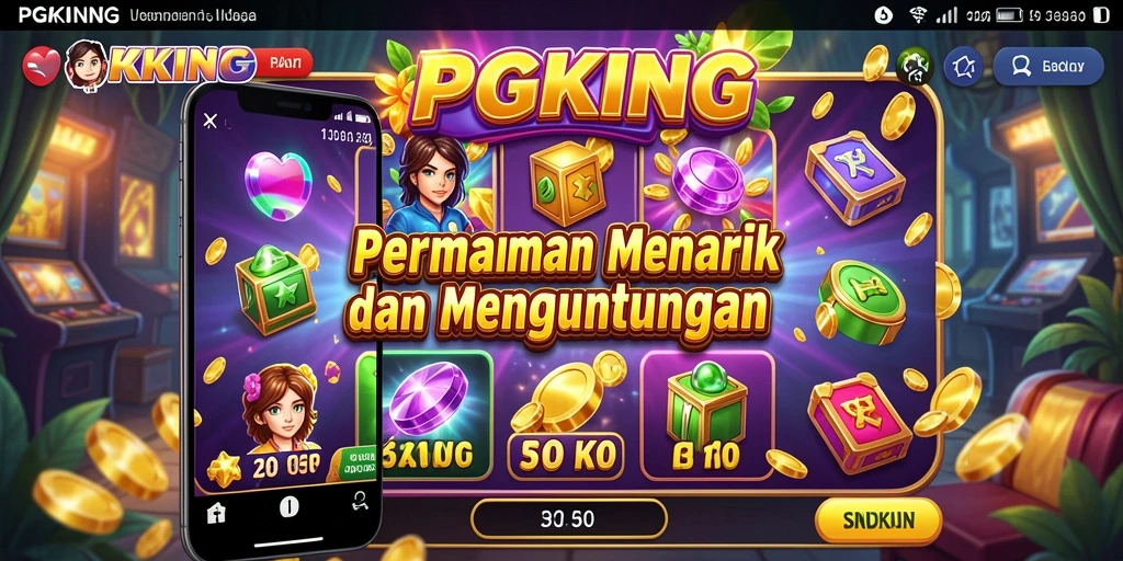 Tampilan gameplay utama PGKING yang mengasyikkan dan penuh warna.