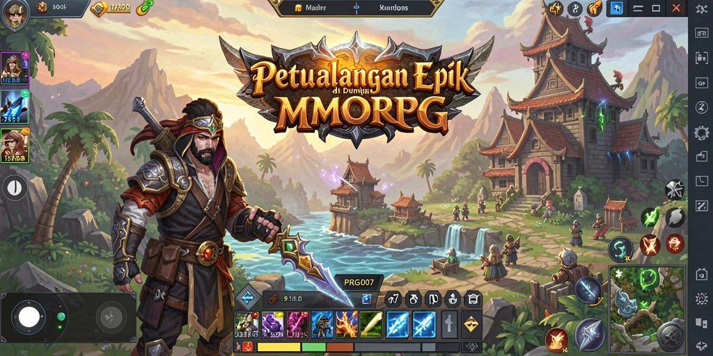 Tampilan menarik dalam PRG007 menampilkan aksi pertarungan MMORPG yang epik.