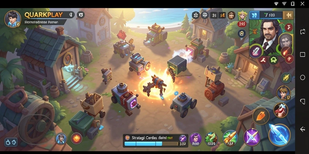 Tangkapan layar menunjukkan gameplay intens QUARKPLAY dalam strategi.