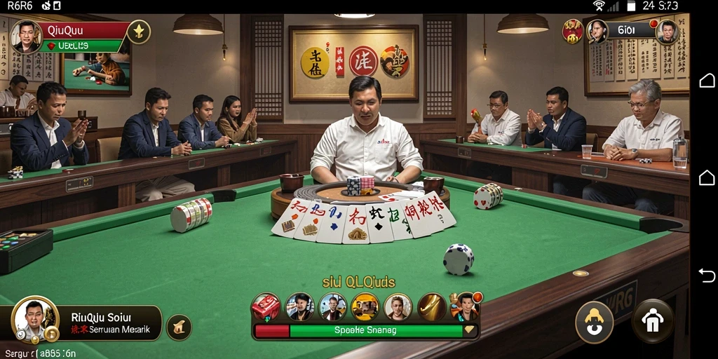 Tampilan screenshot utama R6R6 menampilkan aksi seru dalam permainan QiuQiu.