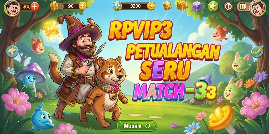 Tangkapan layar gameplay RPVIP3 dengan tantangan Match-3 yang menarik.
