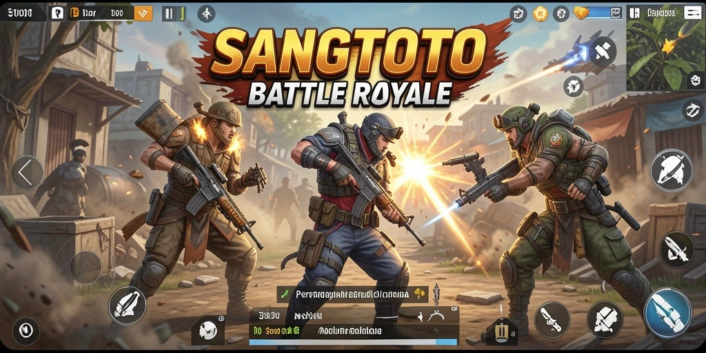 Tangkapan layar gameplay SANGTOTO yang menampilkan aksi Battle Royale seru.
