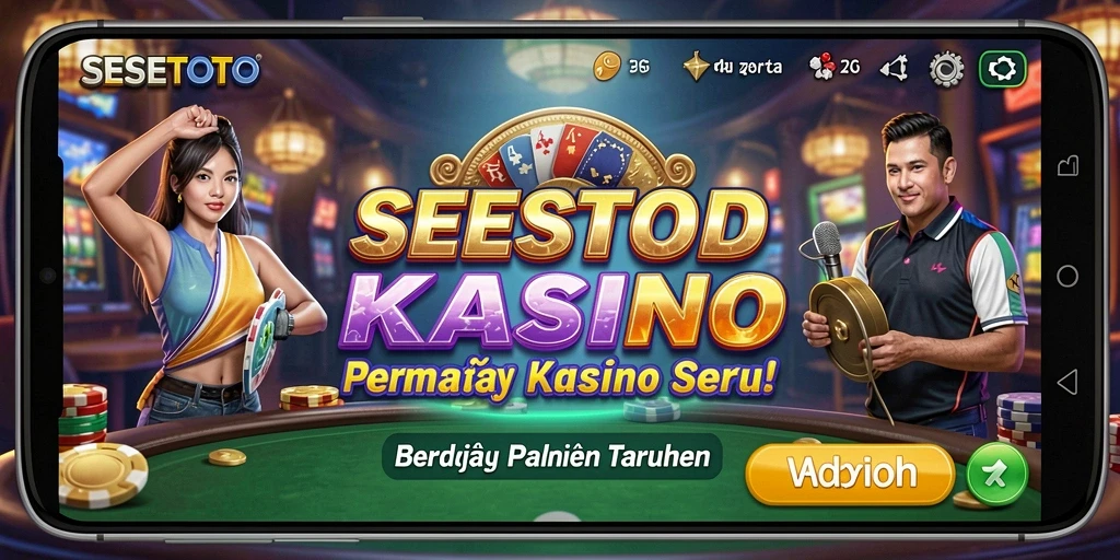 Screenshot gameplay SESETOTO menampilkan suasana kasino yang mengasyikkan.