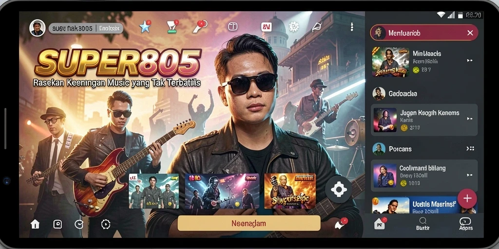 Tampilan utama SUPER805 saat pemain menikmati gameplay musik interaktif.