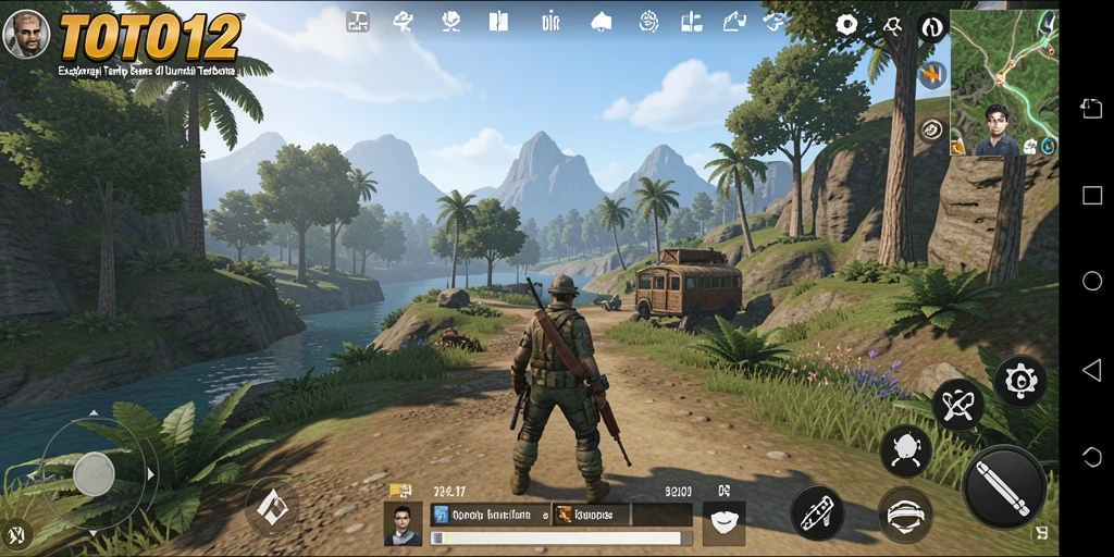 Screenshot menunjukkan pemain menjelajahi berbagai lokasi di dunia terbuka TOTO12.