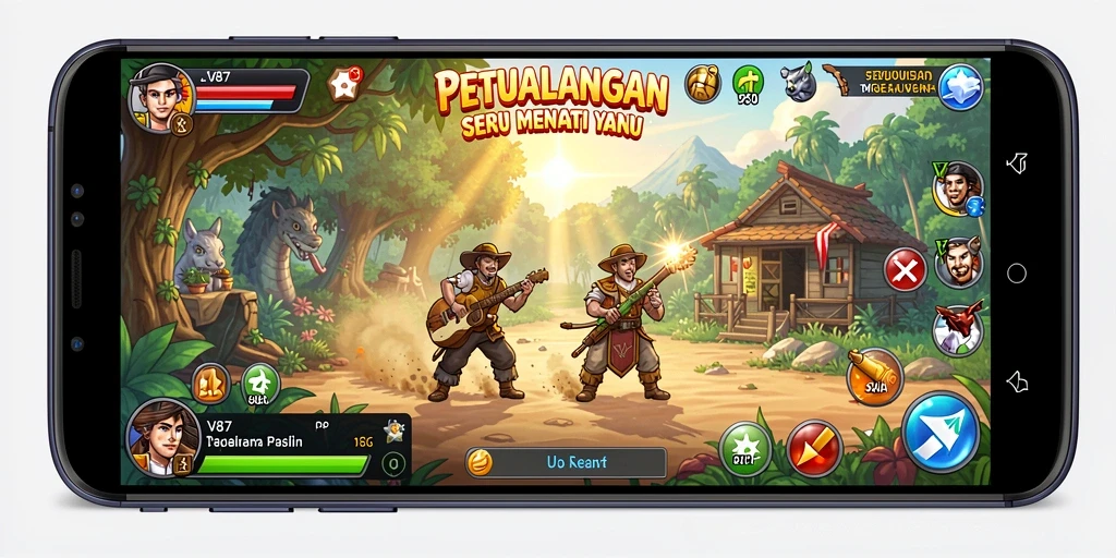 Tampilan gameplay V87 yang menakjubkan dengan petualangan seru.