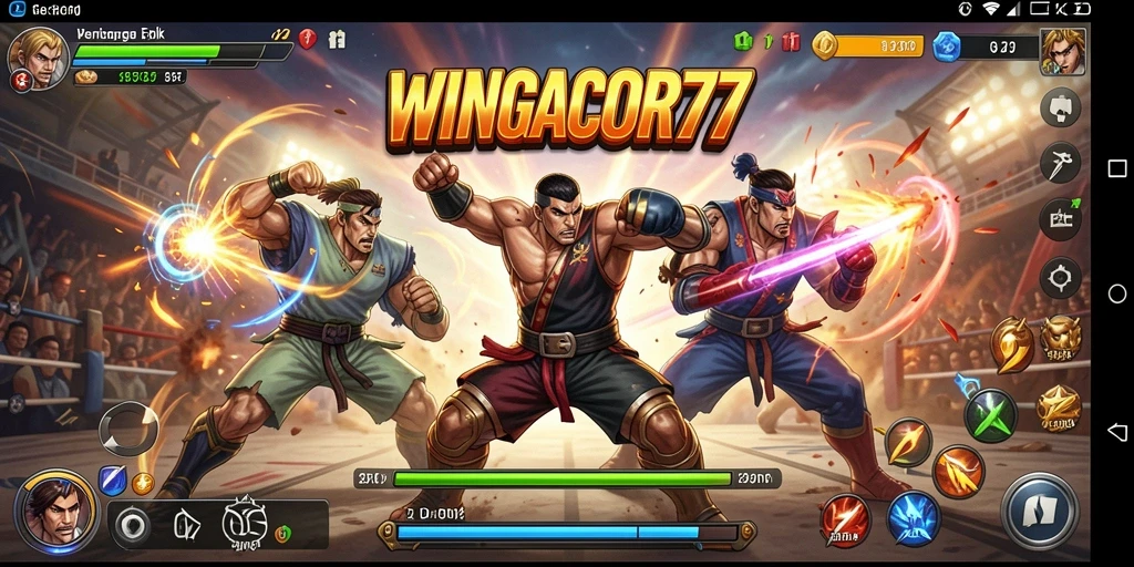 Screenshot gameplay WINGACOR77 dengan aksi pertarungan seru.